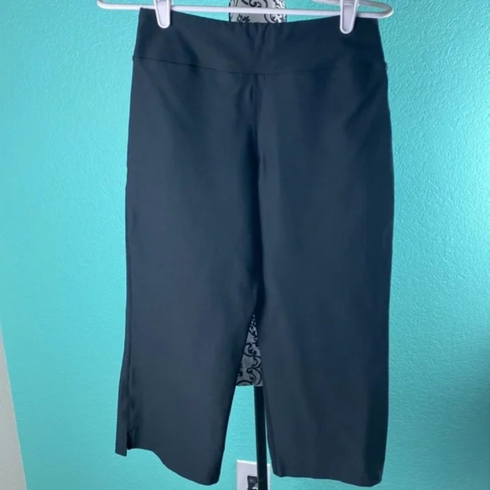 Nike Fit Dry Mid Rise Pure Black Cropped Wide Leg Active Leggings S - Picture 5 of 7